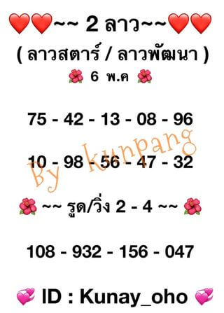 หวยลาววันนี้ 6/5/64 ชุดที่2