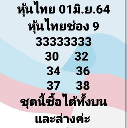 หวยหุ้นวันนี้ 1/6/64 ชุดที่7