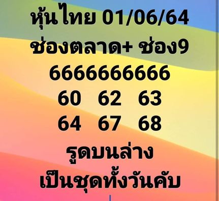 หวยหุ้นวันนี้ 1/6/64 ชุดที่8