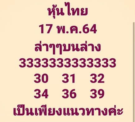 หวยหุ้นวันนี้ 17/5/64 ชุดที่12