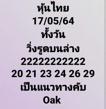 หวยหุ้นวันนี้ 17/5/64 ชุดที่3