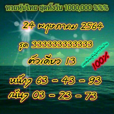 หวยหุ้นวันนี้ 24/5/64 ชุดที่3