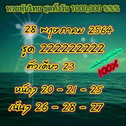 หวยหุ้นวันนี้ 28/5/64 ชุดที่2