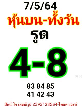 หวยหุ้นวันนี้ 7/5/64 ชุดที่5