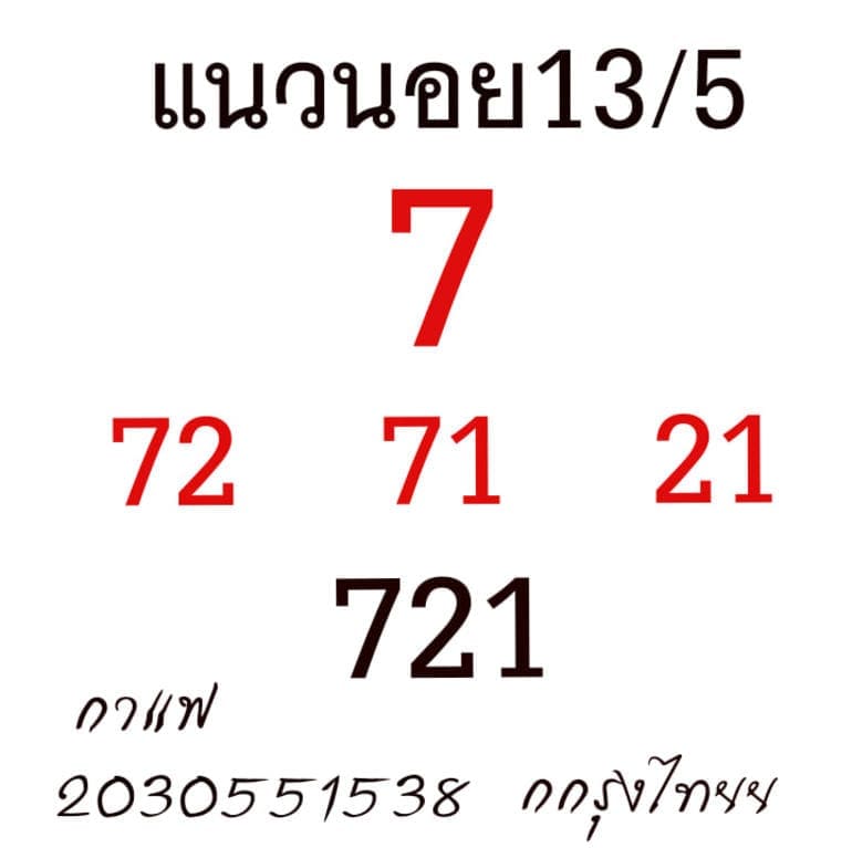 หวยฮานอยวันนี้ 13/5/64 ชุดที่6