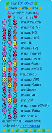 หวยฮานอยวันนี้ 31/5/64 ชุดที่2