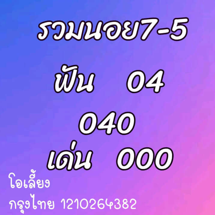 หวยฮานอยวันนี้ 7/5/64 ชุดที่5