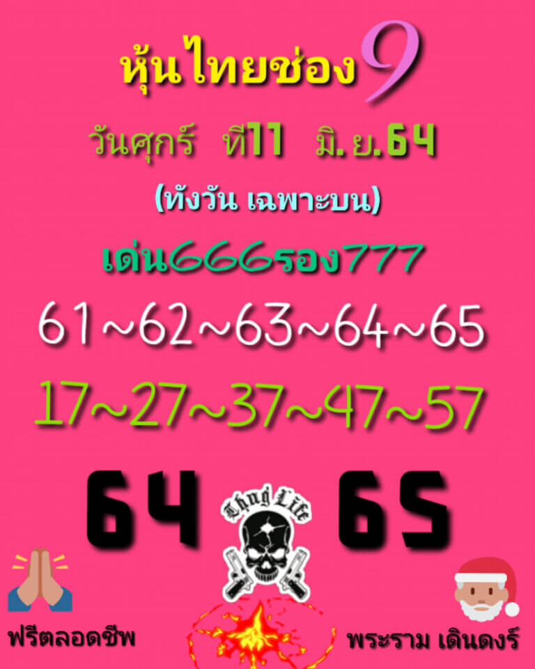 หวยหุ้นวันนี้ 11/6/64 ชุดที่1