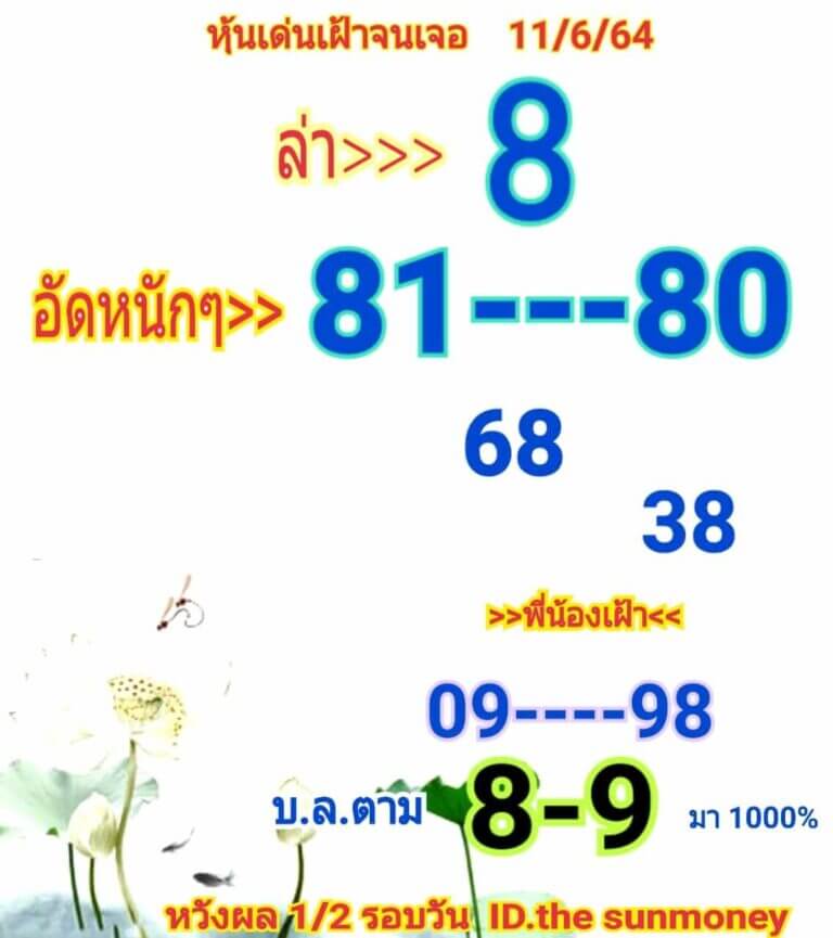 หวยหุ้นวันนี้ 11/6/64 ชุดที่8