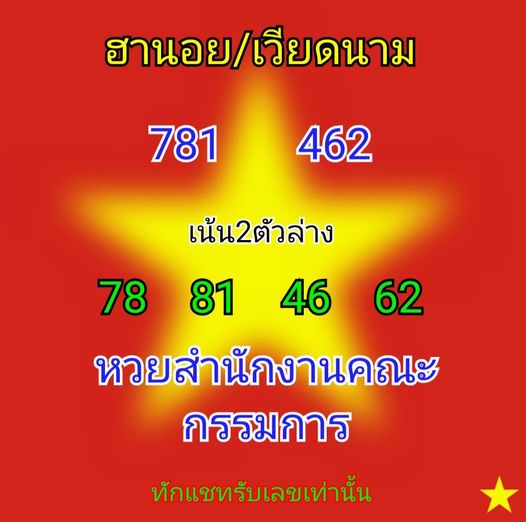 หวยฮานอยวันนี้ 3/7/64 ชุดที่2