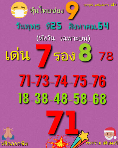 หวยหุ้นวันนี้ 25/8/64 ชุดที่10