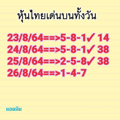 หวยหุ้นวันนี้ 26/8/64 ชุดที่12