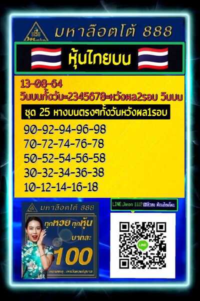 หวยหุ้นวันนี้13/8/64 ชุดที่ 2