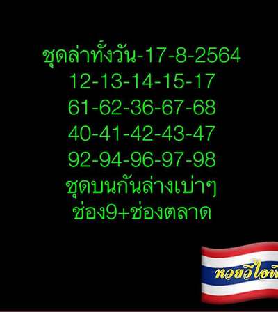 หวยหุ้นวันนี้ 17/8/64 ชุดที่8