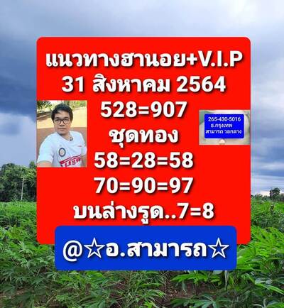 หวยฮานอยวันนี้ 31/8/64 ชุดที่14