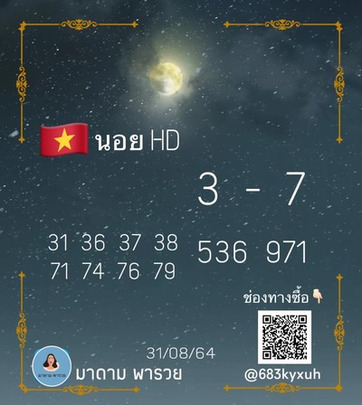 หวยฮานอยวันนี้ 31/8/64 ชุดที่6