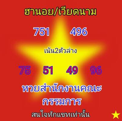 หวยฮานอยวันนี้ 10/8/64 ชุดที่8