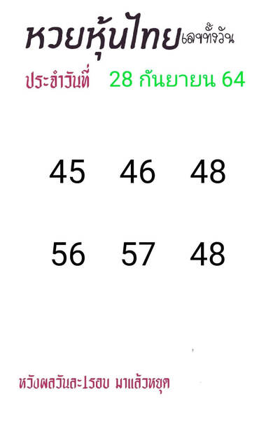 หวยหุ้นวันนี้ 28/9/64 ชุดที่14