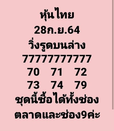 หวยหุ้นวันนี้ 28/9/64 ชุดที่8