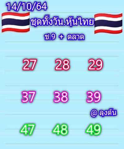 หวยหุ้นวันนี้ 14/10/64 ชุดที่12