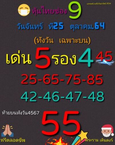 หวยหุ้นวันนี้ 25/10/64 ชุดที่15