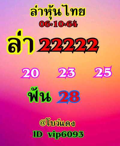 หวยหุ้นวันนี้ 6/10/64 ชุดที่3