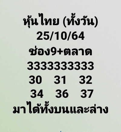 หวยหุ้นวันนี้ 25/10/64 ชุดที่7