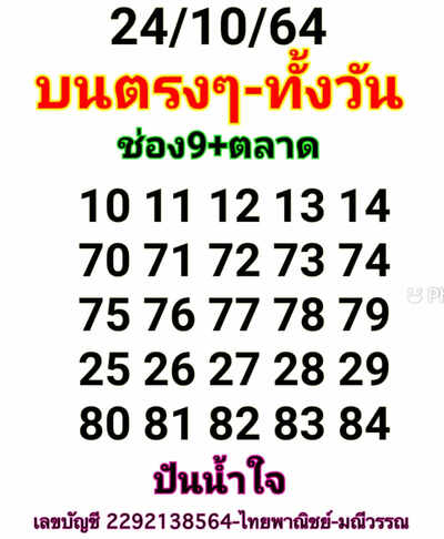 หวยหุ้นวันนี้ 25/10/64 ชุดที่8