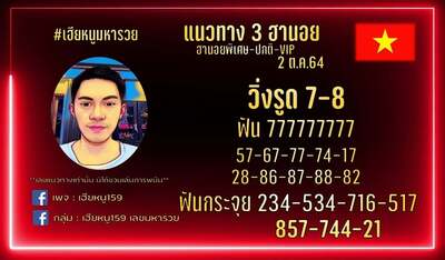 หวยฮานอยวันนี้ 2/10/64 ชุดที่14