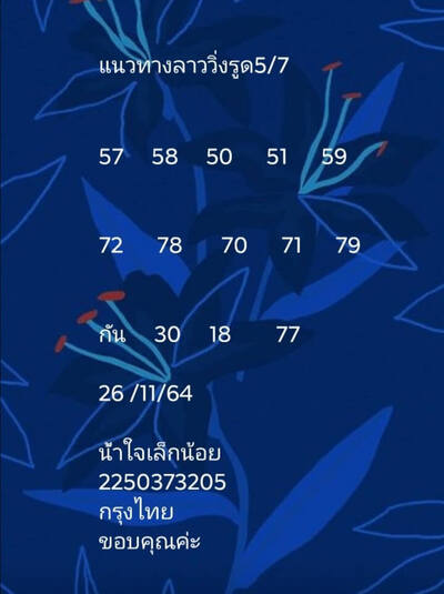 หวยลาววันนี้ 26/11/64 ชุดที่9