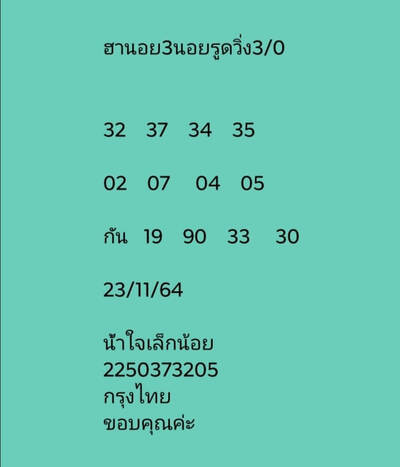 หวยฮานอยวันนี้ 23/11/64 ชุดที่15