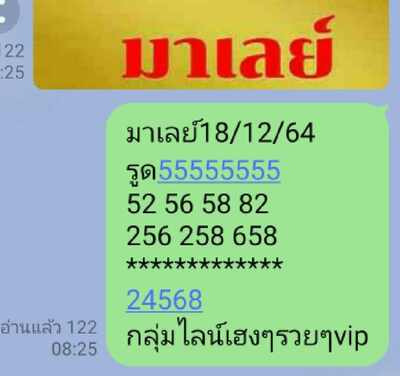 หวยมาเลย์วันนี้ 18/12/64 ชุดที่4