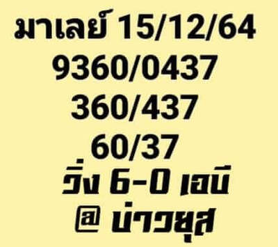 หวยมาเลย์วันนี้ 15/12/64 ชุดที่7