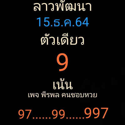 หวยลาววันนี้ 15/12/64 ชุดที่15