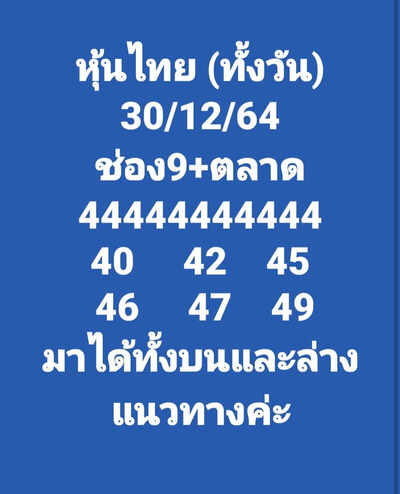 หวยหุ้นวันนี้30/12/64 ชุดที่12