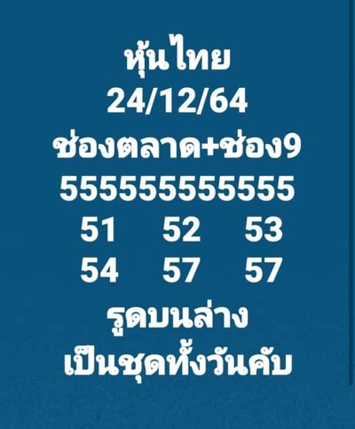 หวยหุ้นวันนี้ 24/12/64 ชุดที่15