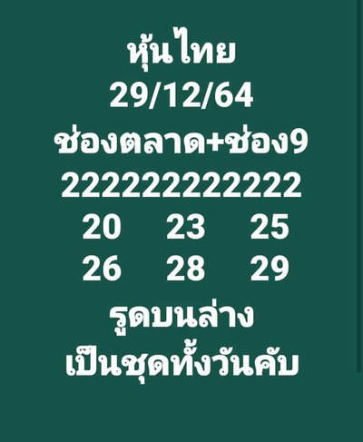 หวยหุ้นวันนี้ 29/12/64ชุดที่3