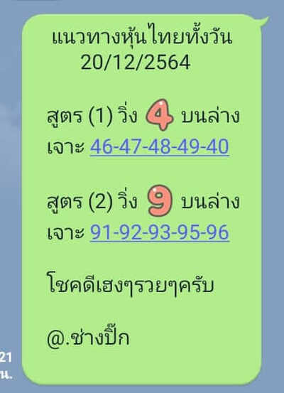 หวยหุ้นวันนี้ 20/12/64 ชุดที่a5