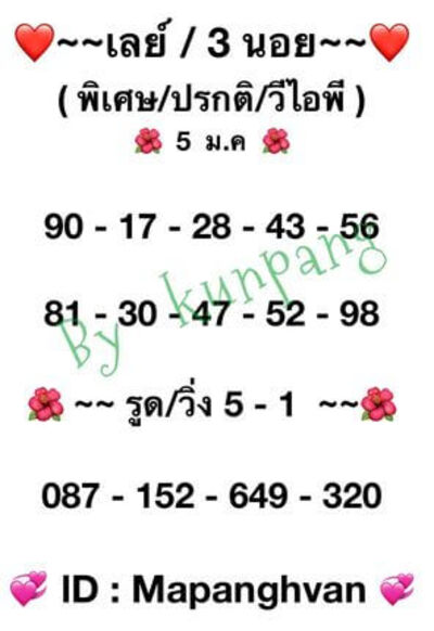 หวยมาเลย์วันนี้ 5/1/65ชุดที่1