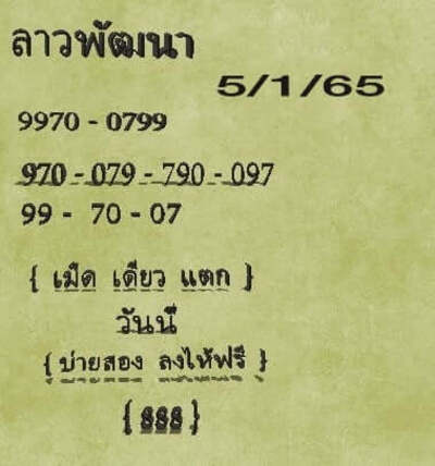 หวยลาววันนี้ 5/1/65ชุดที่14