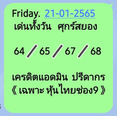 หวยหุ้นวันนี้ 21/1/65ชุดที่1