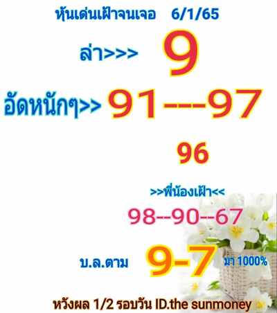 หวยหุ้นวันนี้ 6/1/65 ชุดที่1