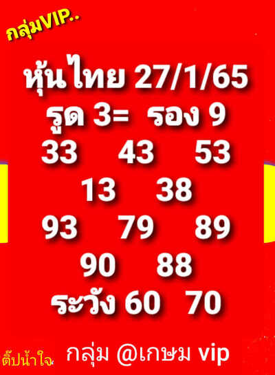 หวยหุ้นวันนี้ 27/1/65ชุดที่11