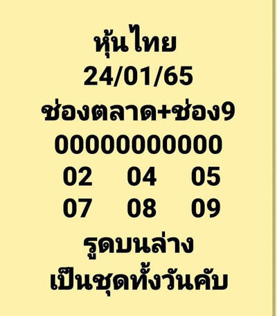 หวยหุ้นวันนี้ 24/1/65ชุดที่2