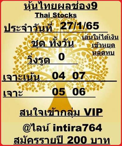 หวยหุ้นวันนี้ 27/1/65ชุดที่3