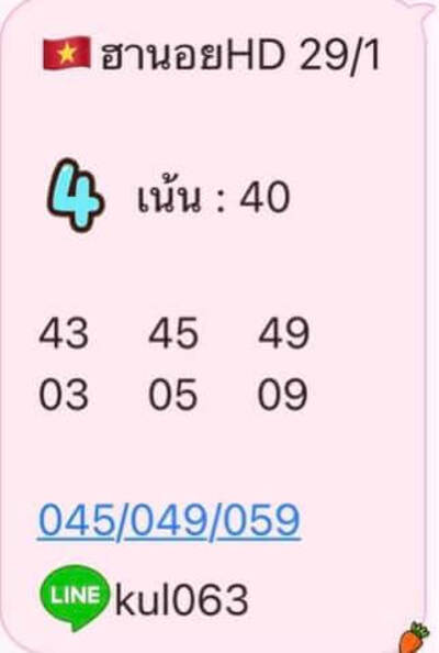 หวยฮานอยวันนี้ 29/1/65 ชุดที่14