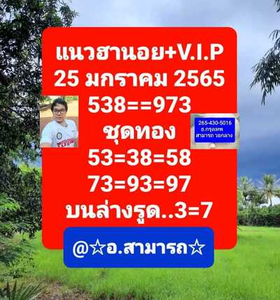 หวยฮานอยวันนี้ 25/1/65ชุดที่6