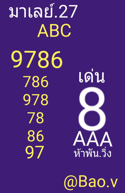 หวยมาเลย์วันนี้27/2/65 ชุดที่12