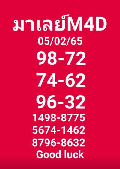 หวยมาเลย์วันนี้ 5/2/65ชุดที่9