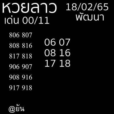 หวยลาววันนี้ 18/2/65ชุดที่3